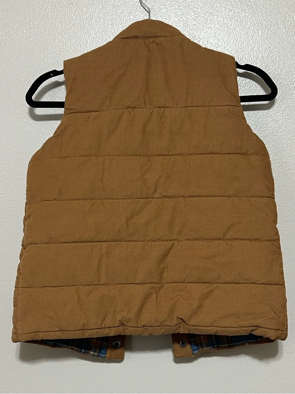 Tommy Bahama Vest Boys L 10/12 Brown Puffer Cotton Lined Plaid Winter Jacket
